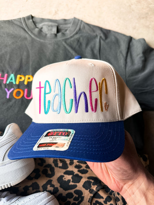 Teacher Embroidered Trucker Hat | Colorful Teacher Hat
